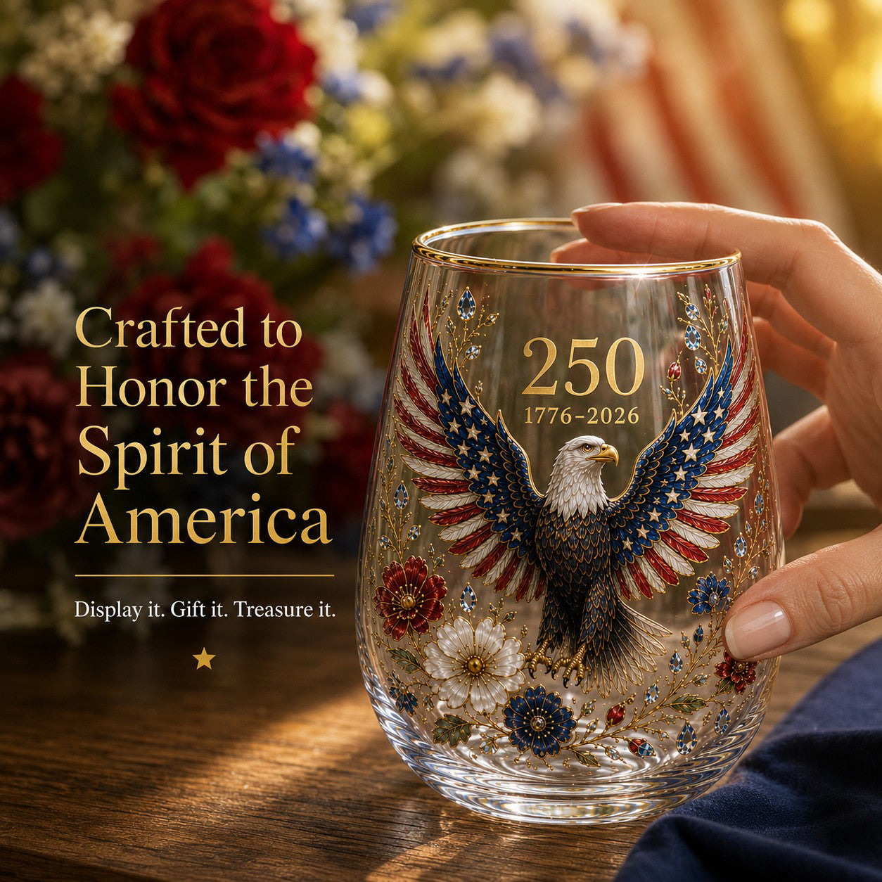 🦅’America 250 Eagle Glass Tumbler