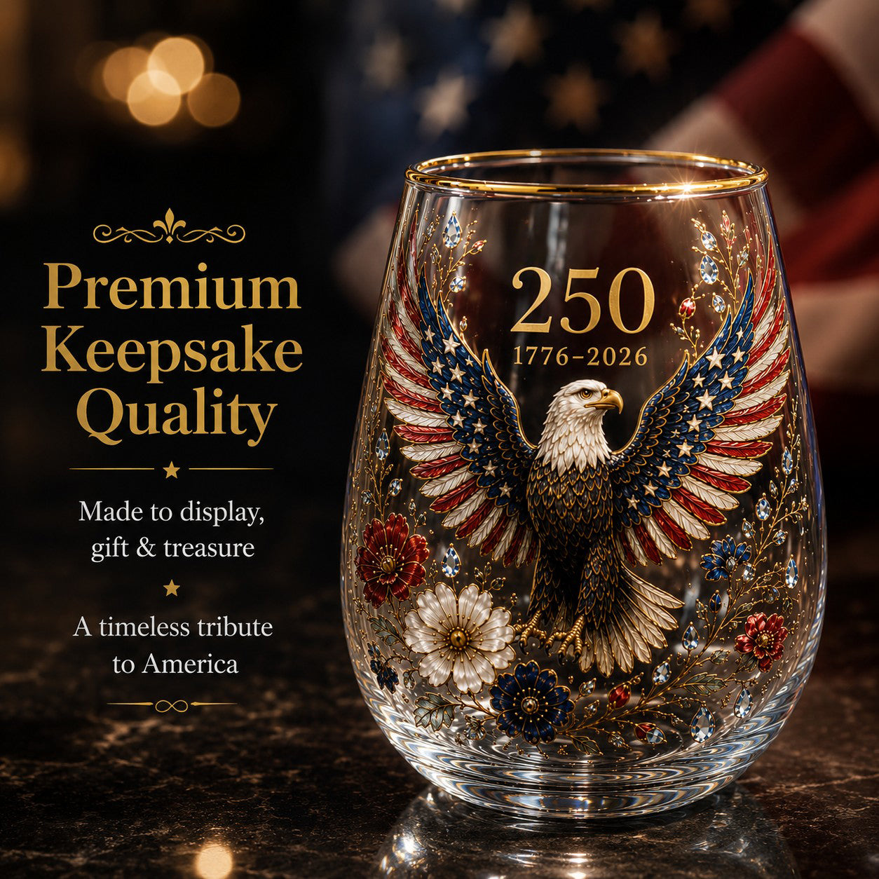 🦅’America 250 Eagle Glass Tumbler