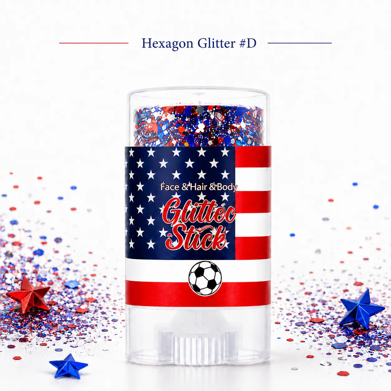 Glitter Stick, Face Hair Body Patriotic Hexagon Glitter Makeup