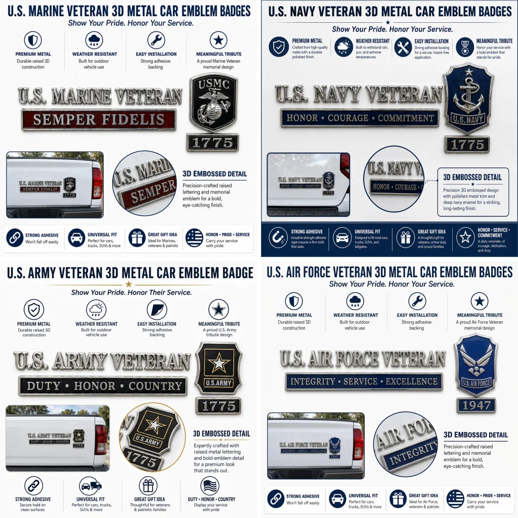 🇺🇸 Last Day Promo: 49% OFF -🎖️U.S. Military Veteran Car Emblem Metal Badge Collection