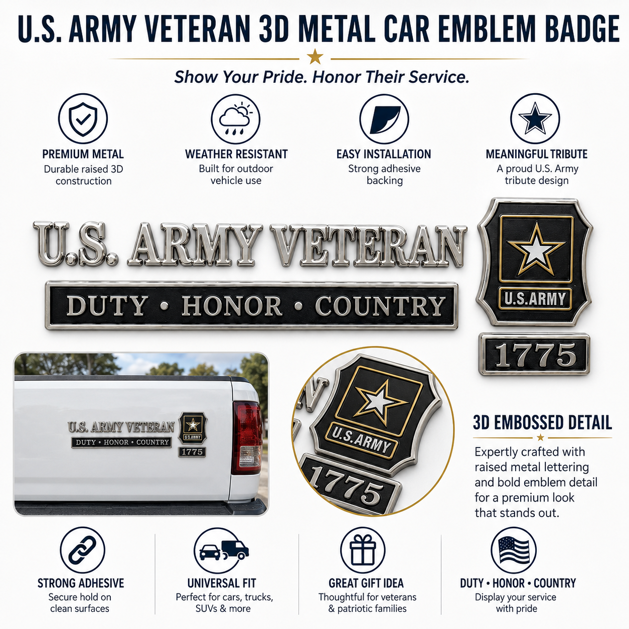 🇺🇸 Last Day Promo: 49% OFF -🎖️U.S. Military Veteran Car Emblem Metal Badge Collection