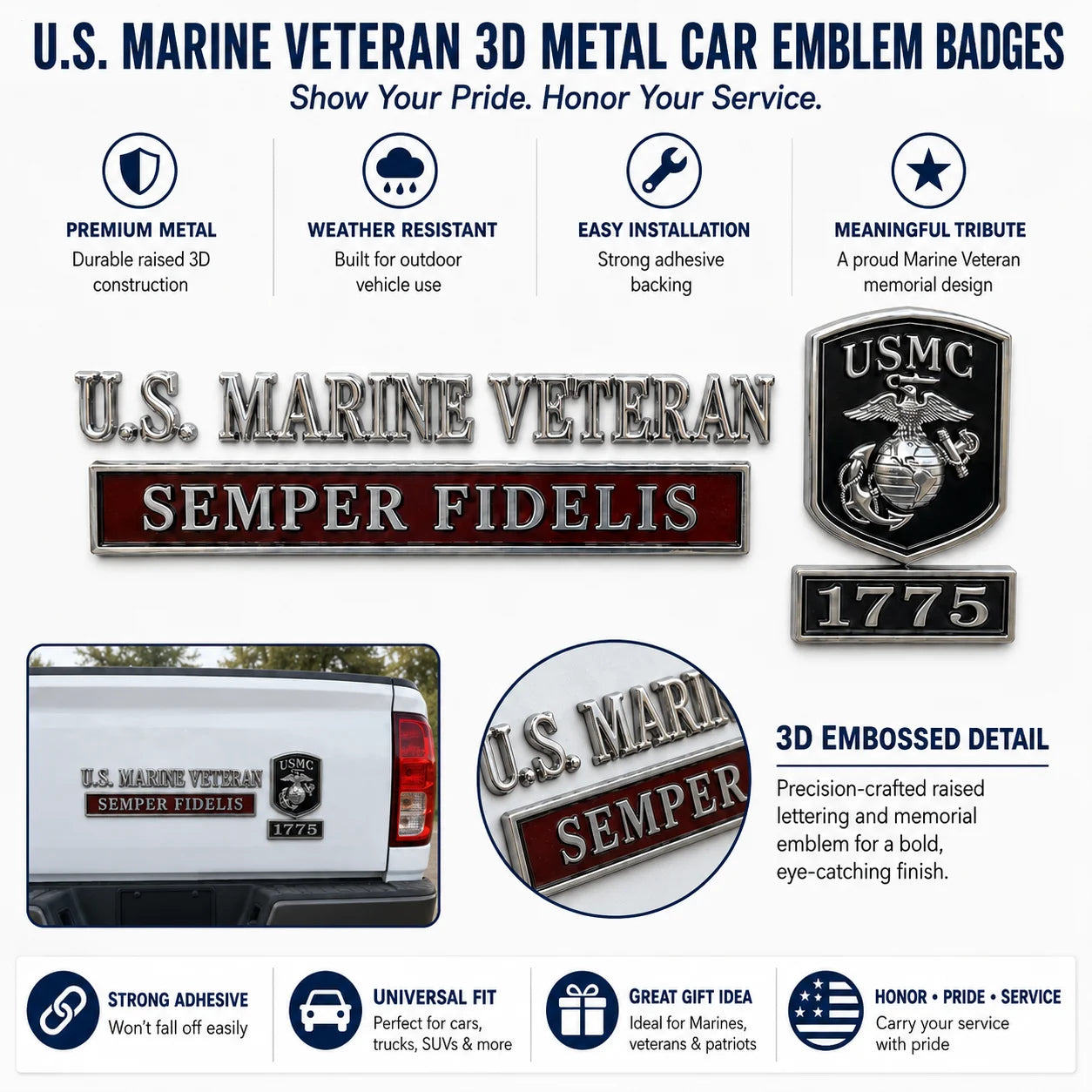 🇺🇸 Last Day Promo: 49% OFF -🎖️U.S. Military Veteran Car Emblem Metal Badge Collection
