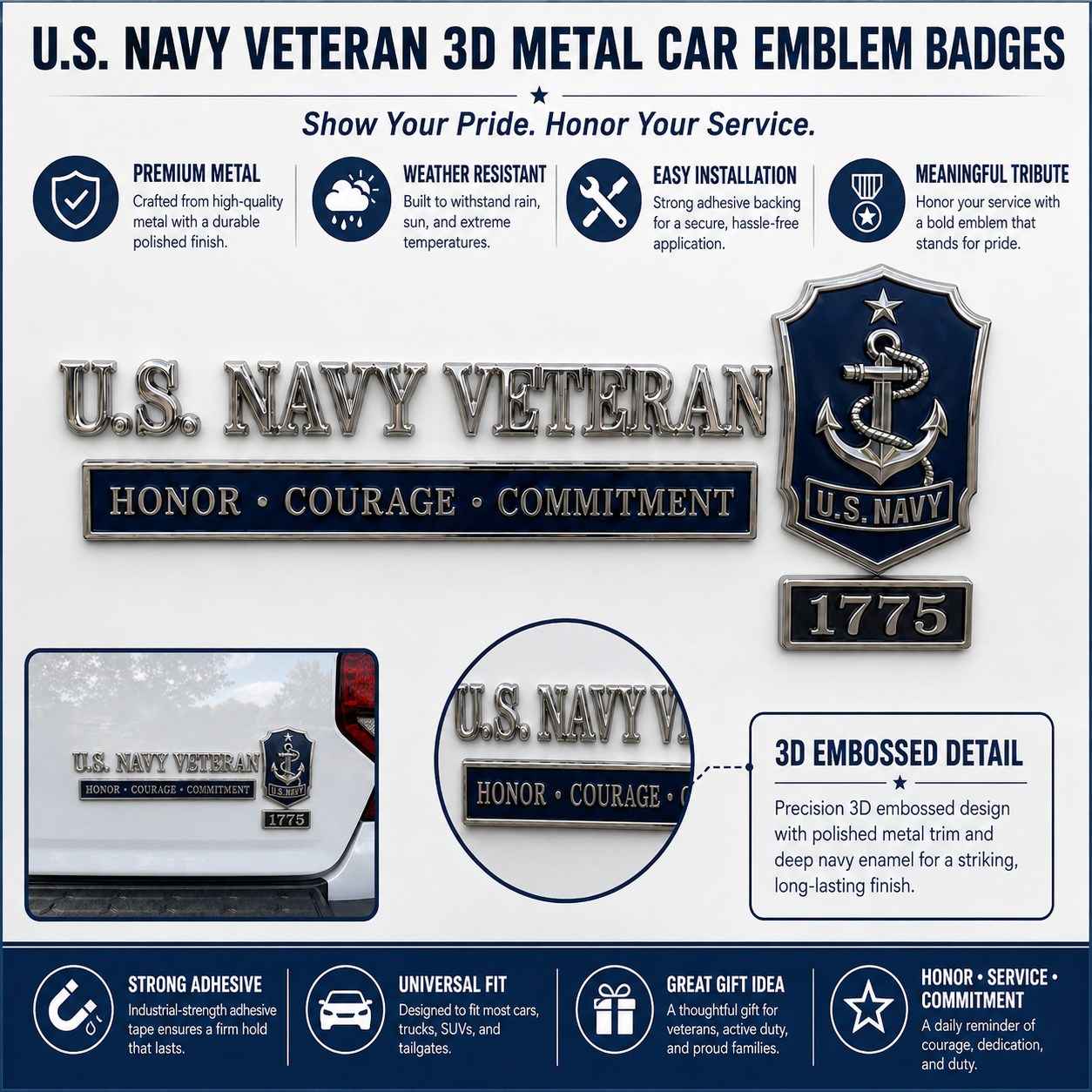 🇺🇸 Last Day Promo: 49% OFF -🎖️U.S. Military Veteran Car Emblem Metal Badge Collection