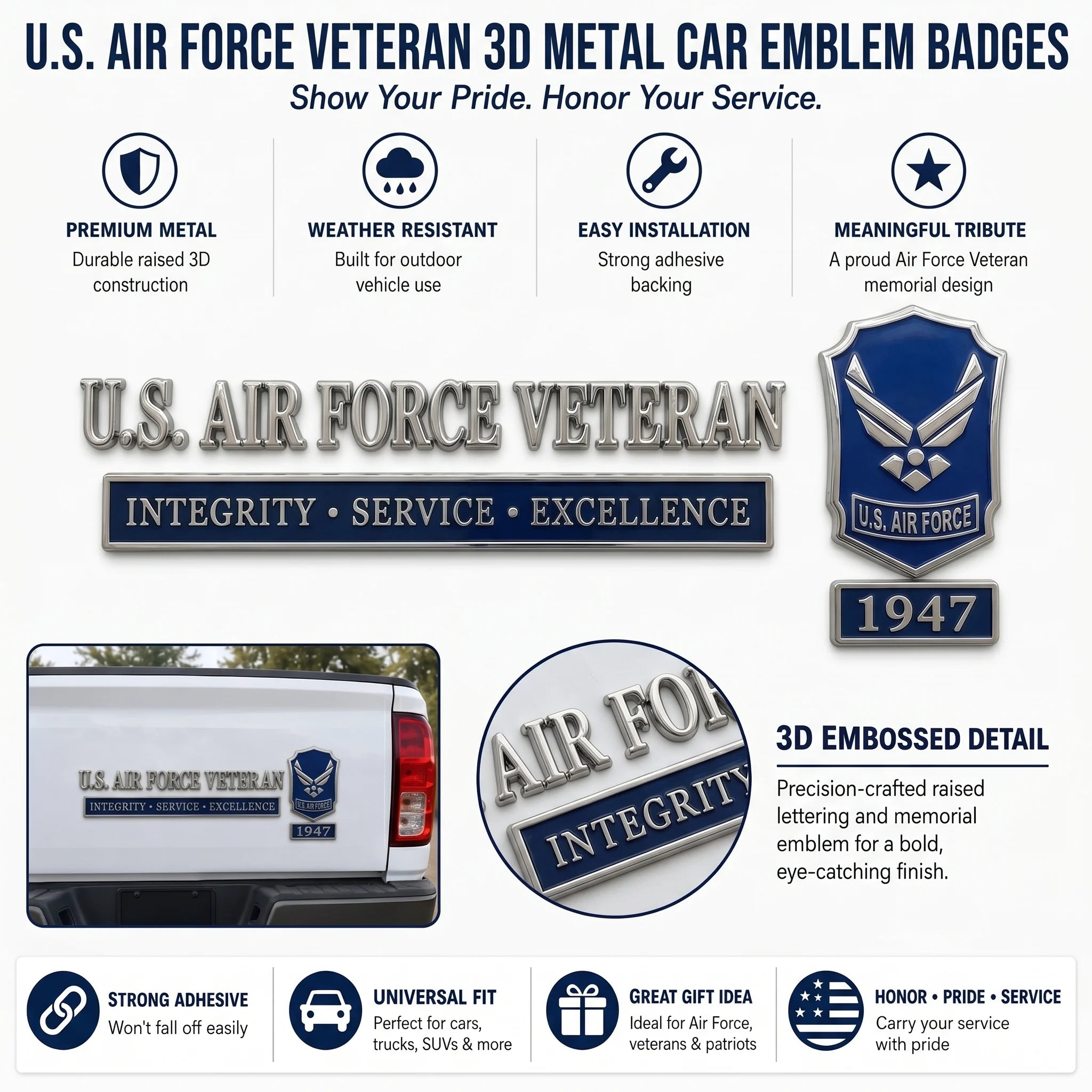 🇺🇸 Last Day Promo: 49% OFF -🎖️U.S. Military Veteran Car Emblem Metal Badge Collection