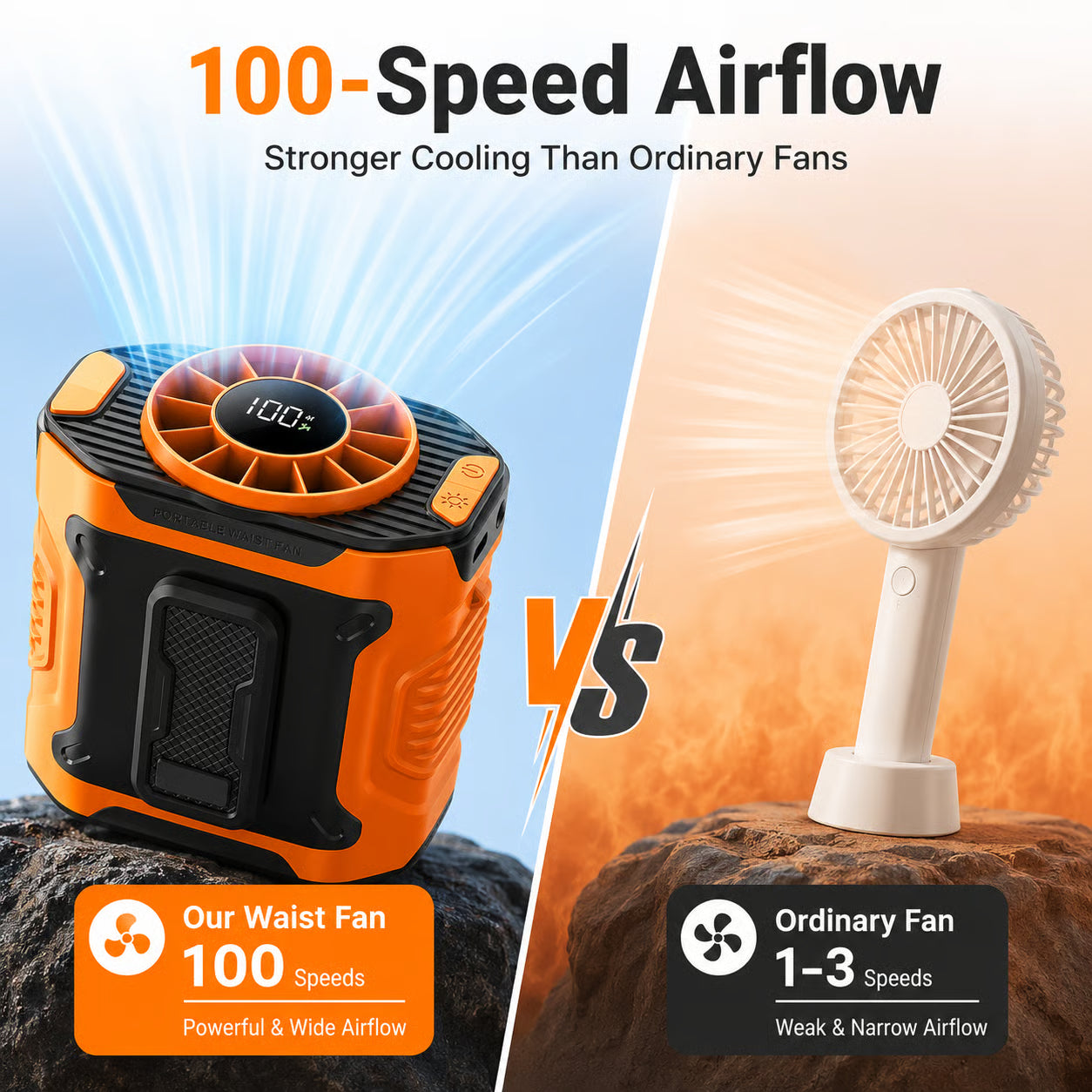 🔥Last Day 49% OFF🔥Portable Fan, USB Rechargeable Waist Fan with Clip & Power Bank, Personal Cooling Fan for Outdoor Travel Camping