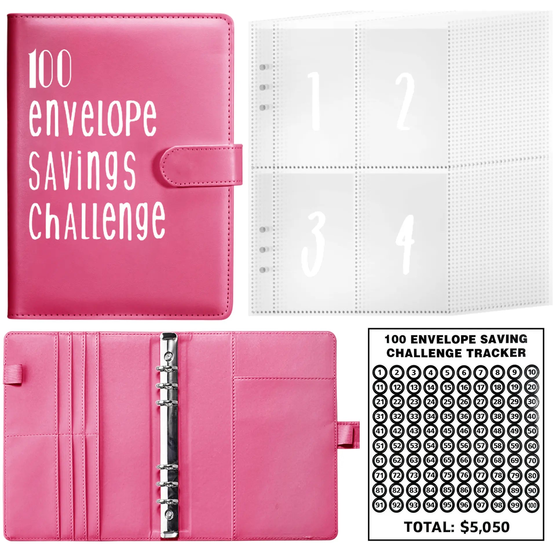 100 Envelopes Money Saving Challenge – A5 Cash Envelope Binder, Save $5,050 in 100 Days
