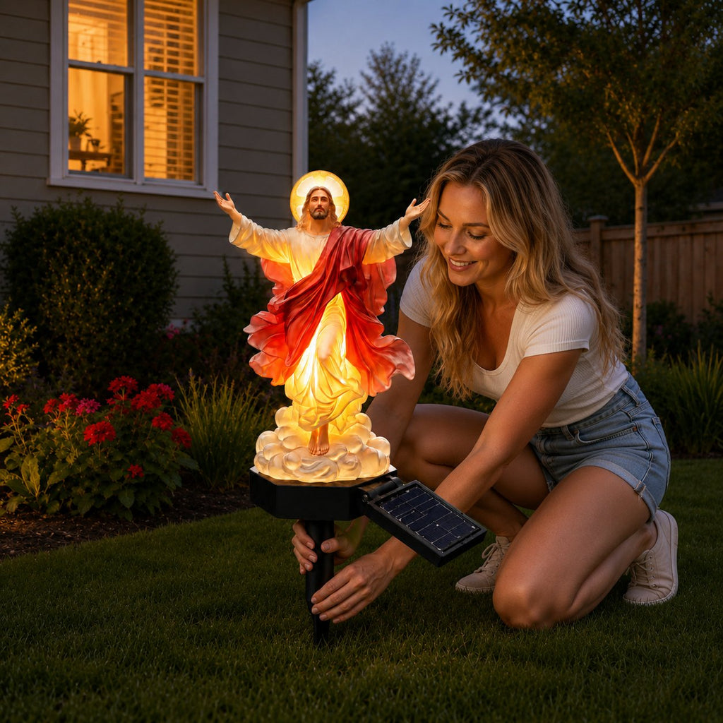 🔥Solar-Powered Illuminated Jesus Garden Statue