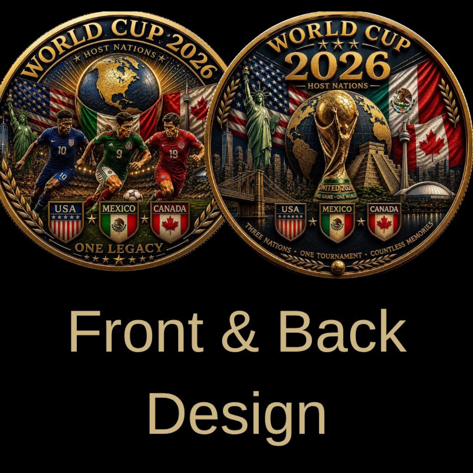 World Cup 2026 Coin: Soccer Fan Gift USA Canada Mexico Match Day Keepsake Football Collectible