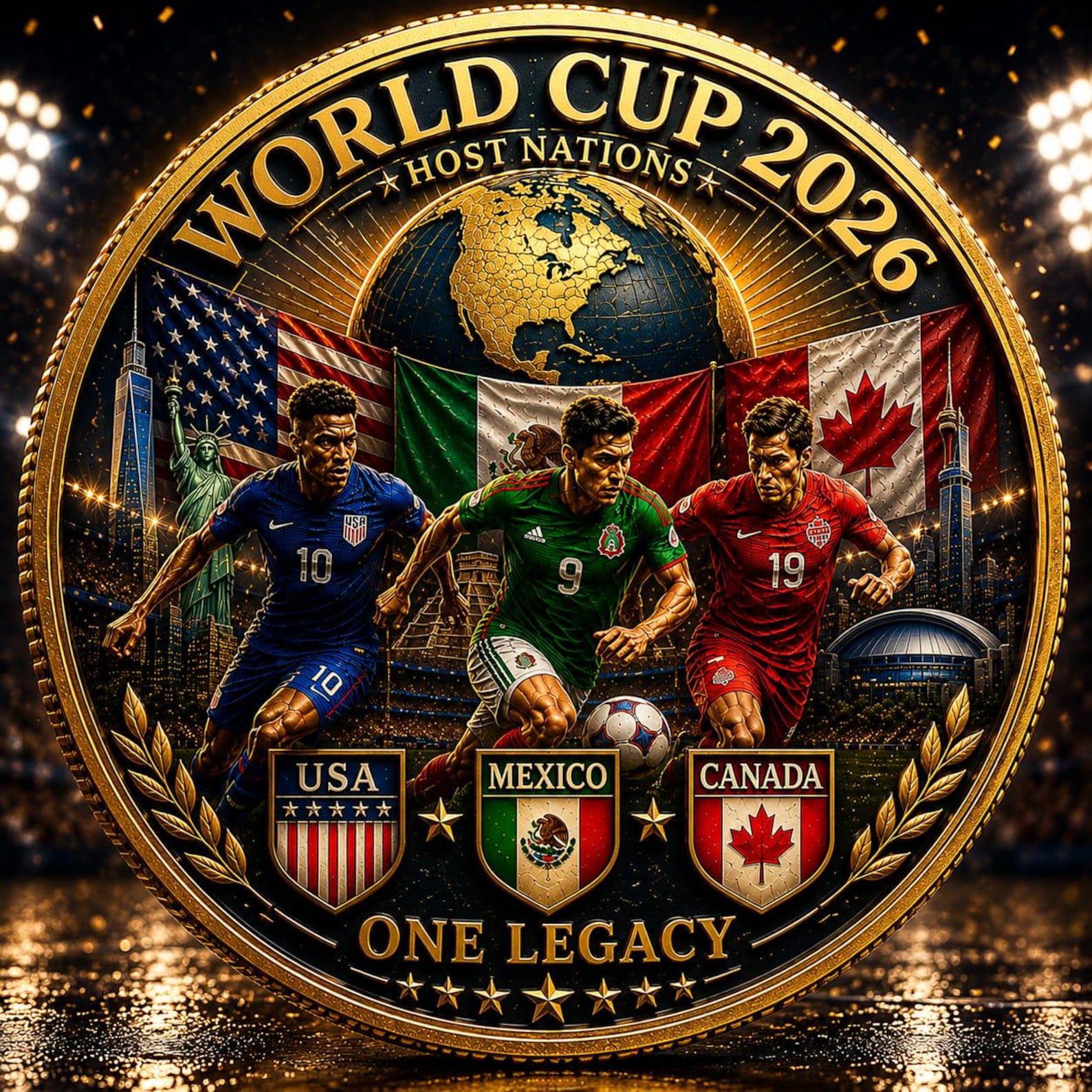 World Cup 2026 Coin: Soccer Fan Gift USA Canada Mexico Match Day Keepsake Football Collectible